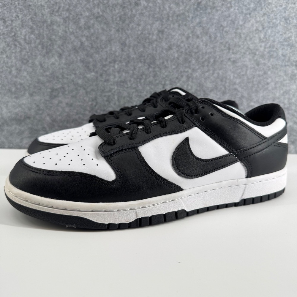 Nike Dunk Low Mens 10.5 Black White Panda DD1391-100 Leather Sneakers